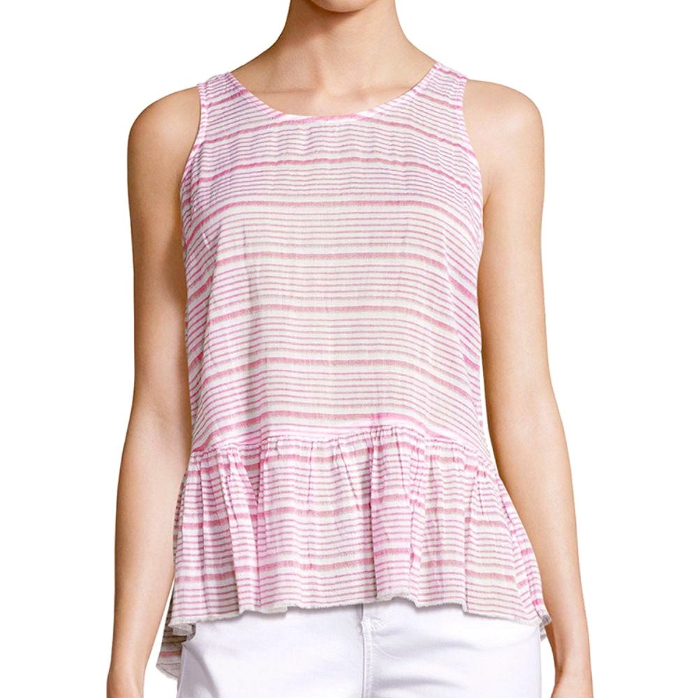 beach lunch lounge Pink Stripe Flounce Peplum Tank